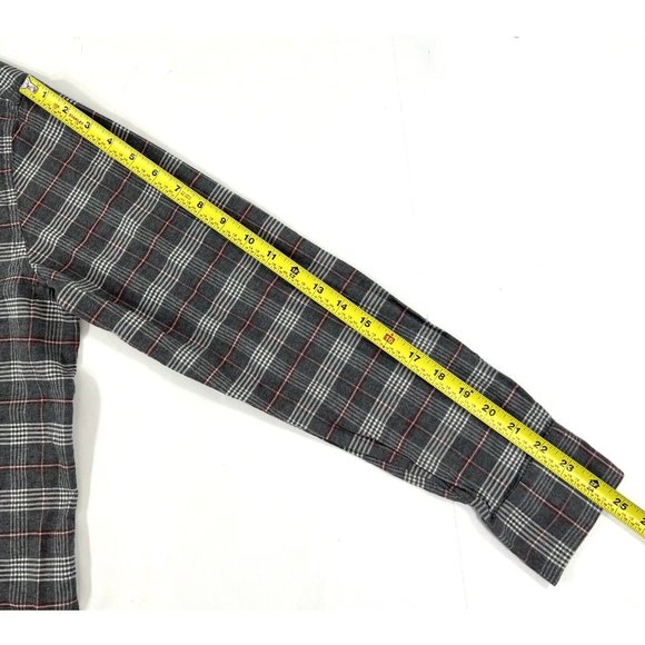 Untuckit Hazlitt Flannel Shirt Mens Large Slim Fit Gray Red Plaid Long Sleeve - Picture 13 of 14